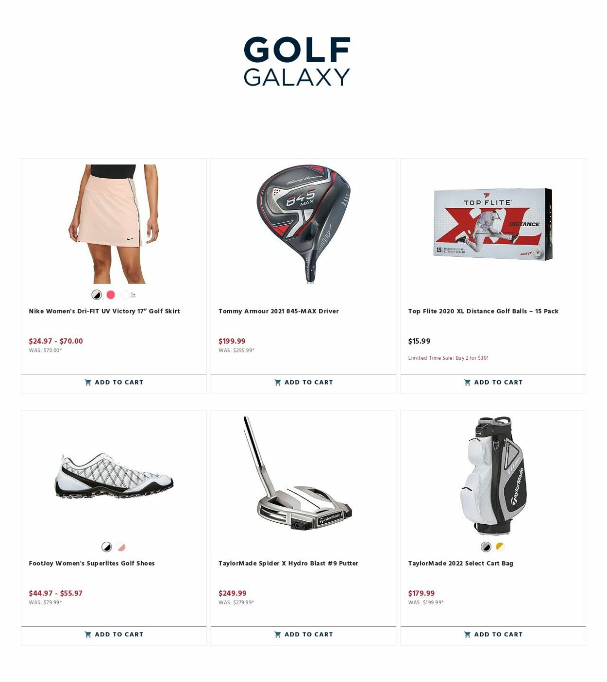 Golf Galaxy Ad from 09/03/2022