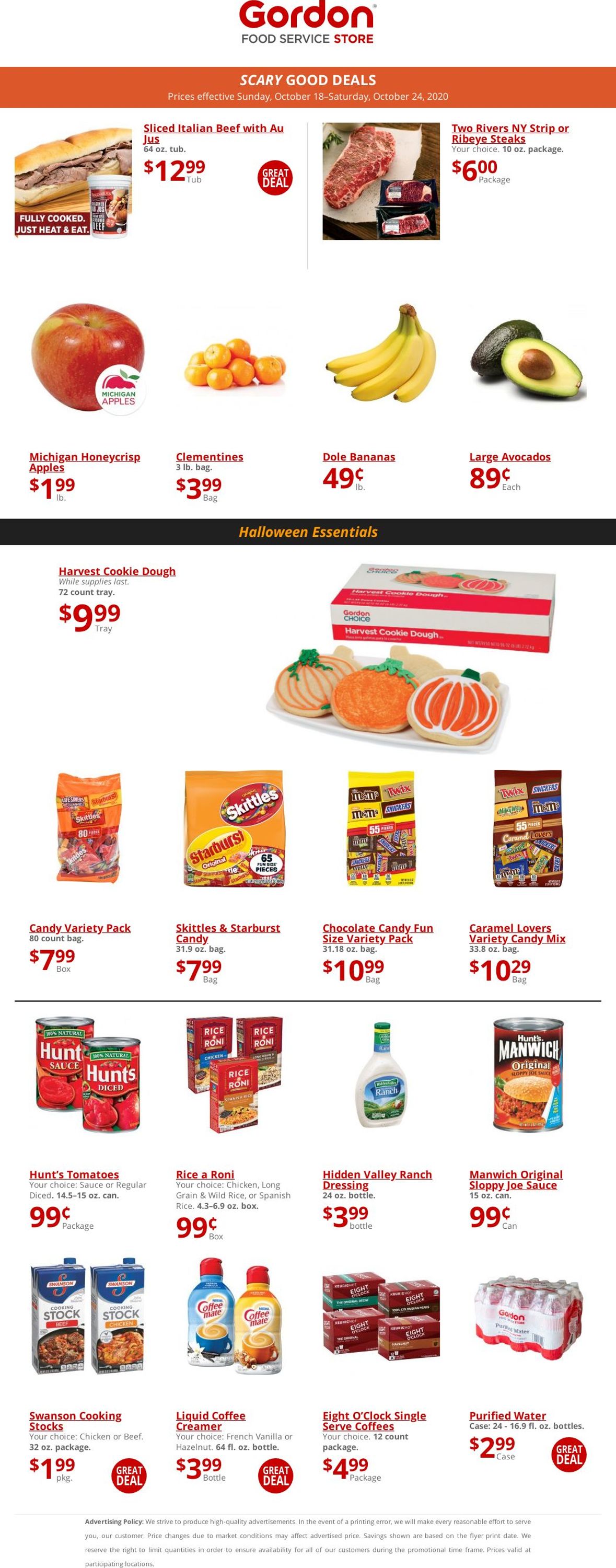 Gordon Food Service Store Ad from 10/18/2020