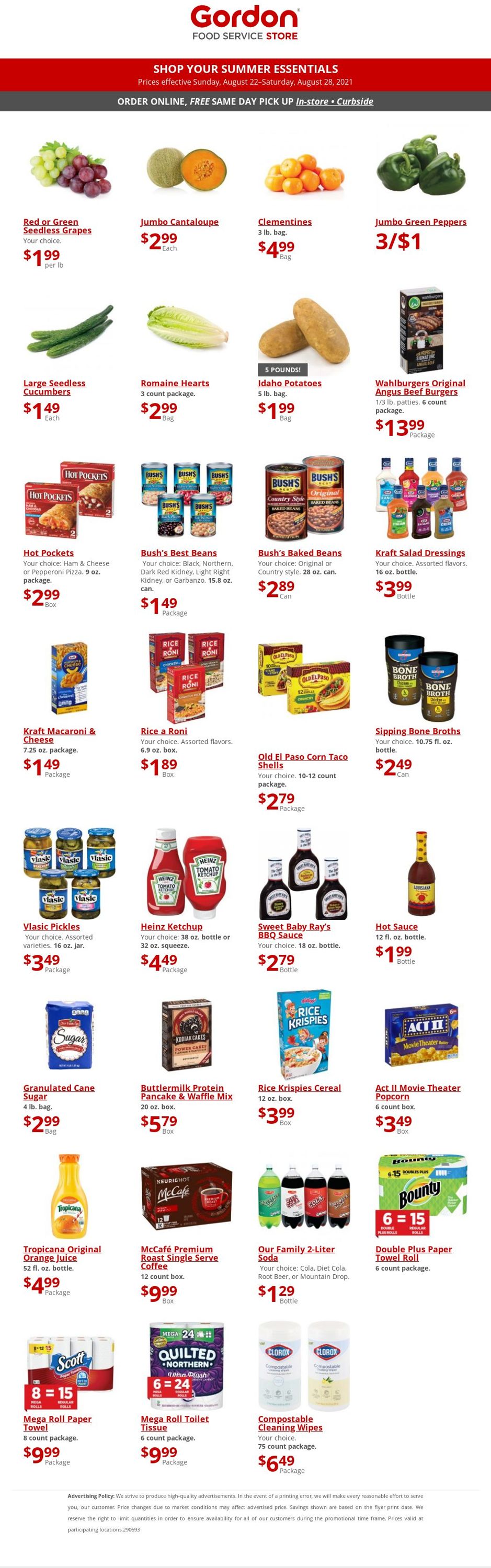 Gordon Food Service Store Ad from 08/22/2021