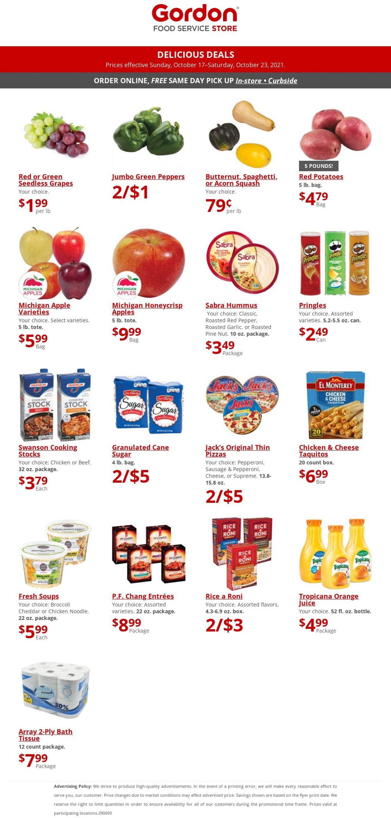 Gordon Food Service Store Ad from 10/17/2021