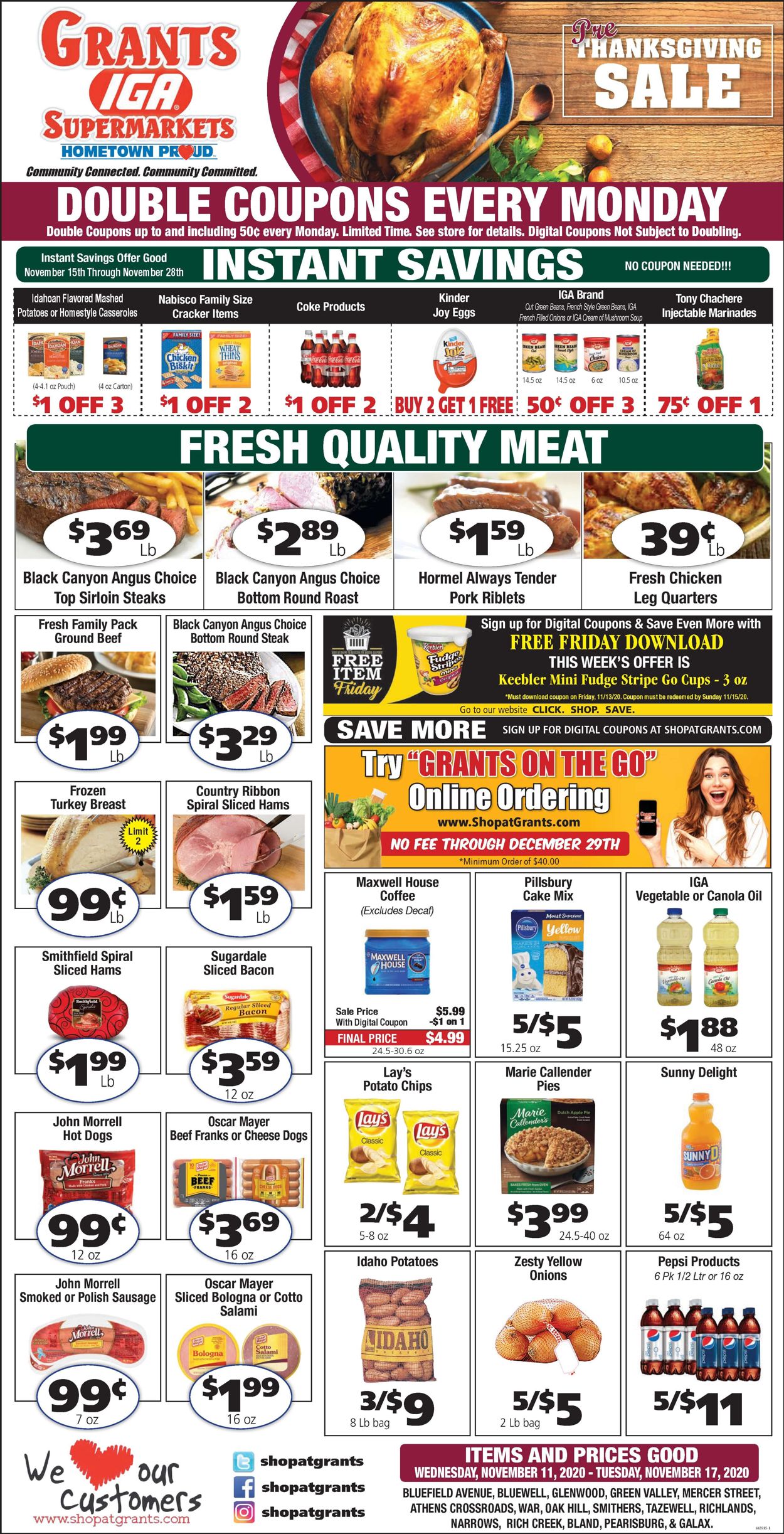 Grant's Supermarket Ad from 11/11/2020