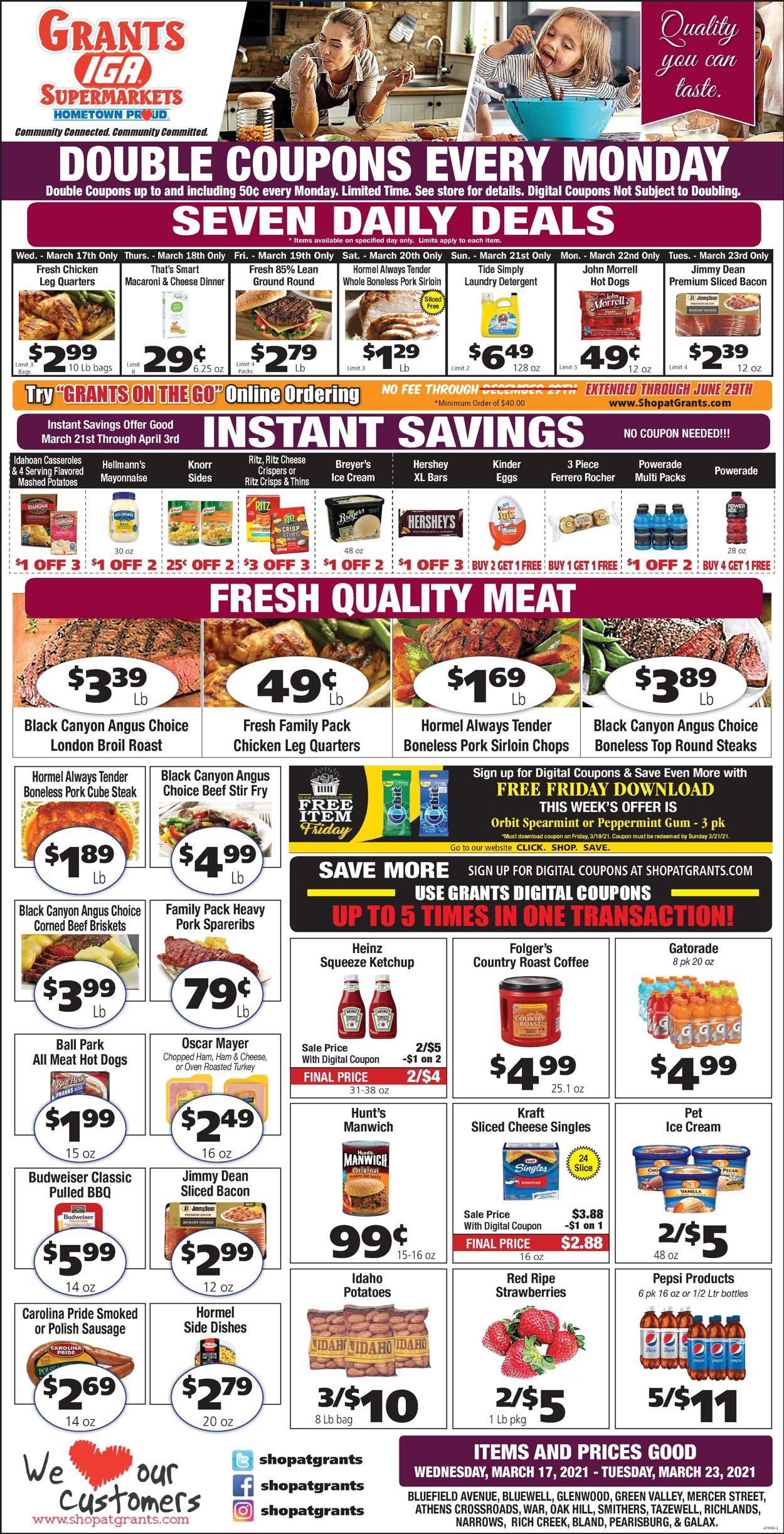 Grant's Supermarket Ad from 03/17/2021