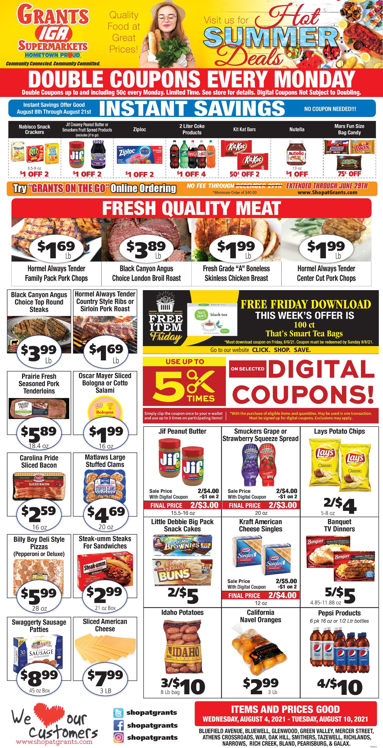 Grant's Supermarket Ad from 08/04/2021