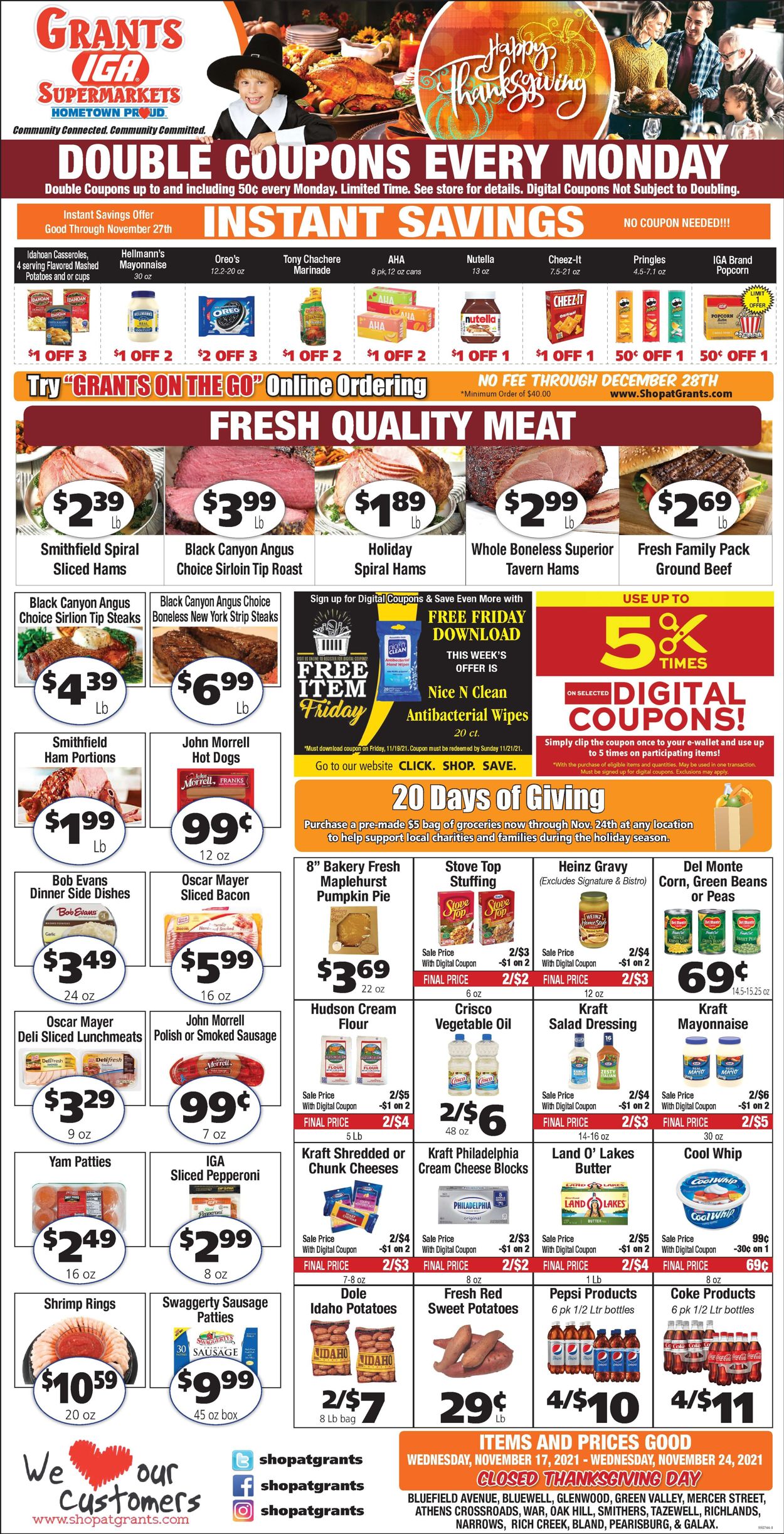 Grant's Supermarket Ad from 11/17/2021