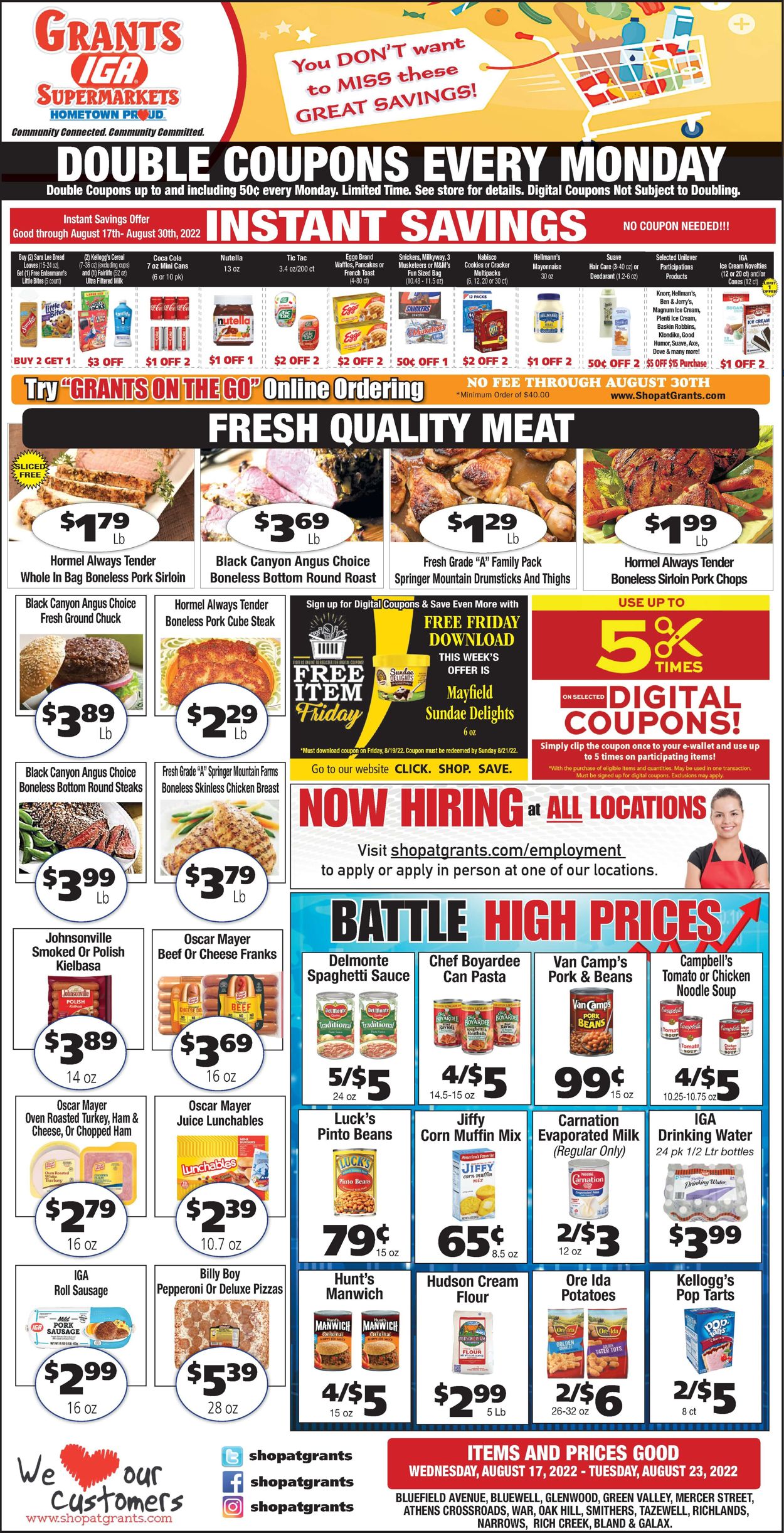 Grant's Supermarket Ad from 08/17/2022