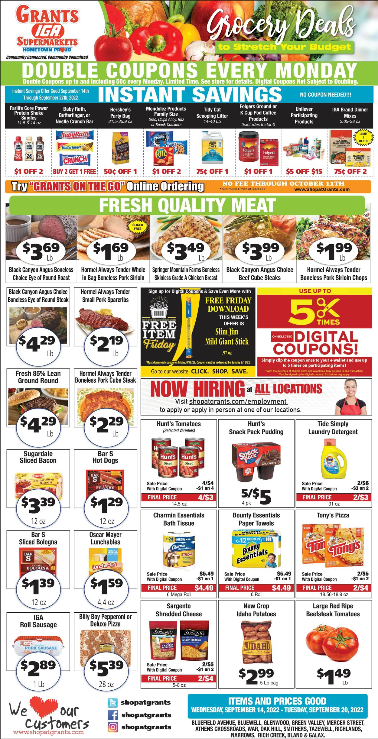 Grant's Supermarket Ad from 09/14/2022