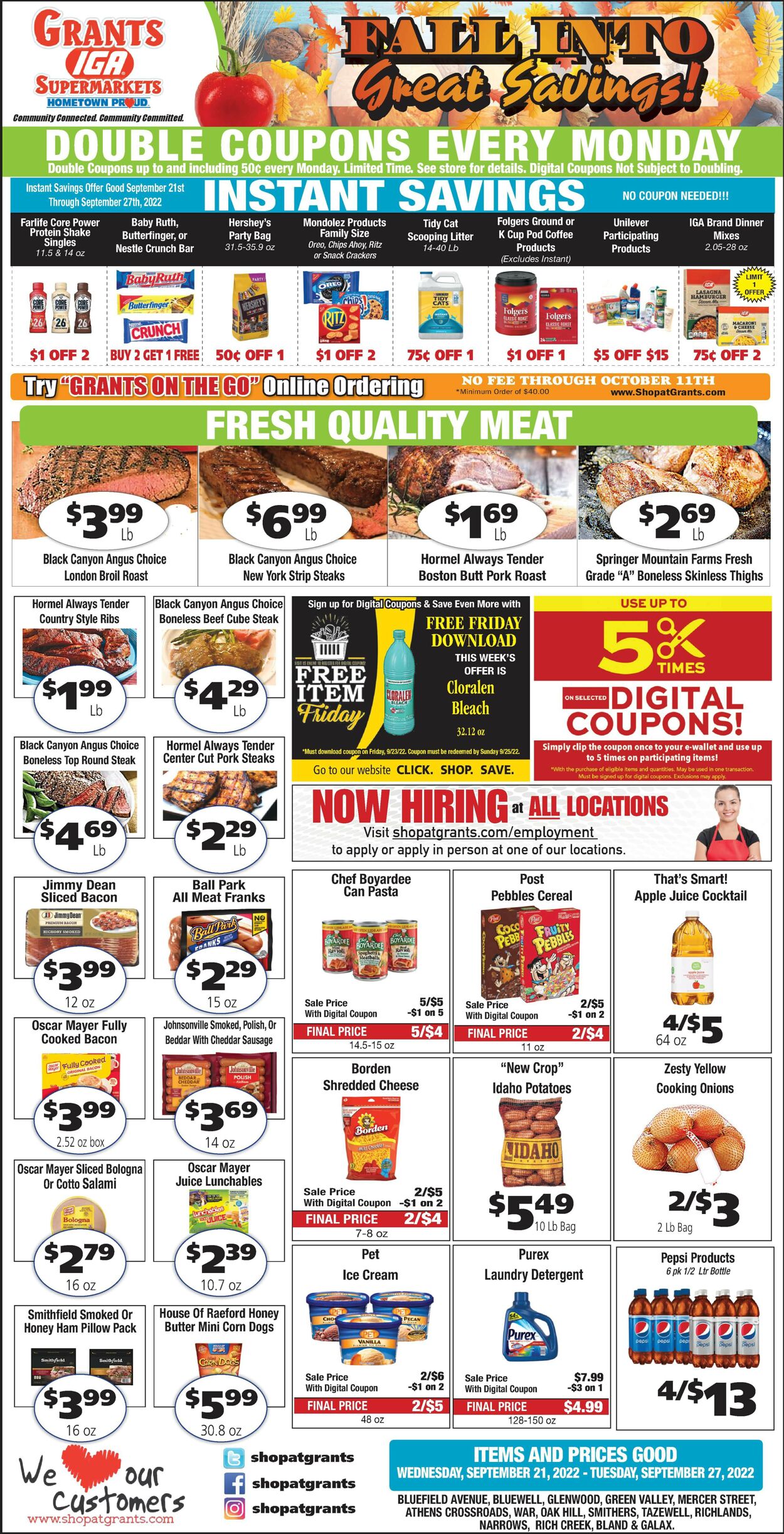 Grant's Supermarket Ad from 09/21/2022
