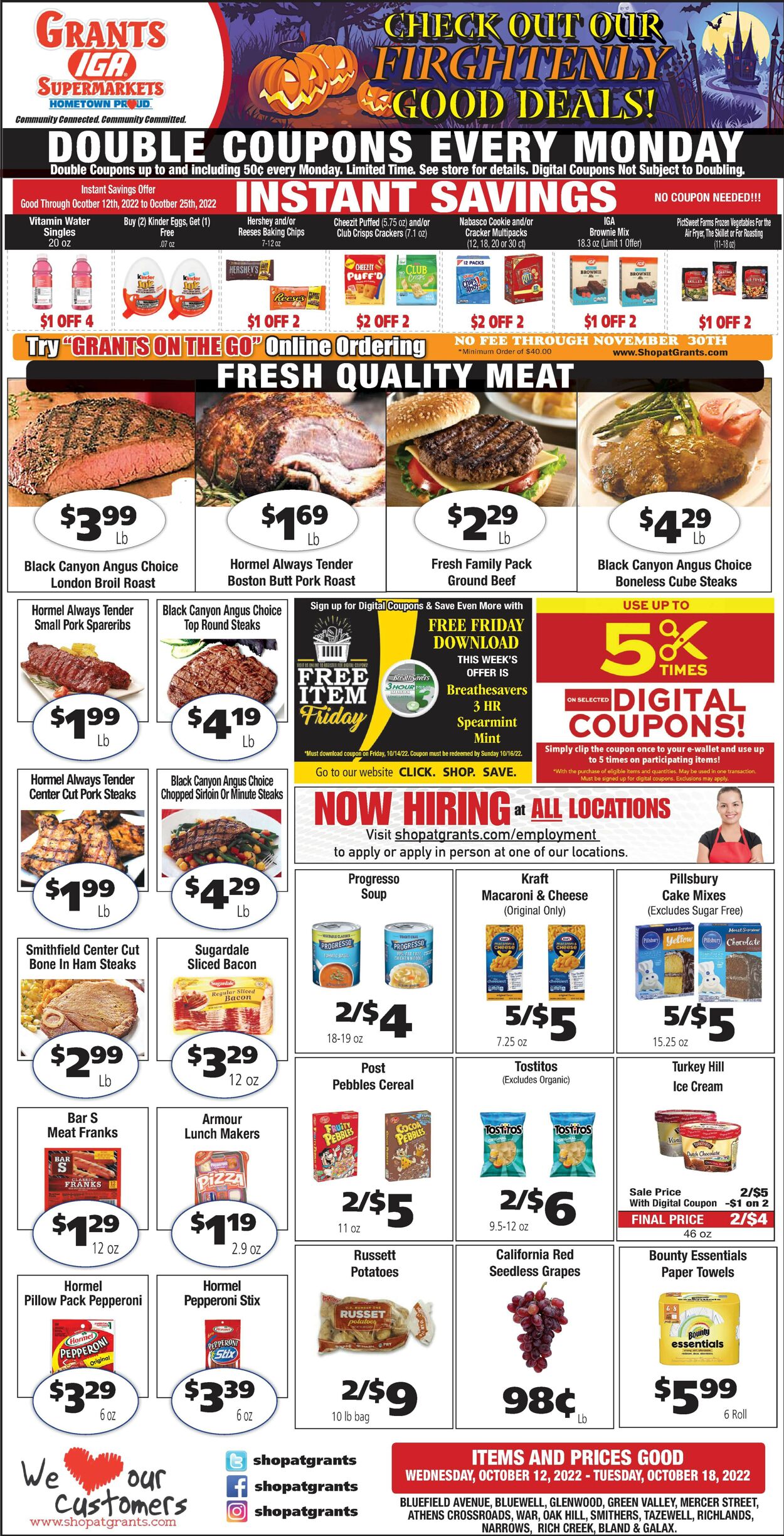 Grant's Supermarket Ad from 10/12/2022
