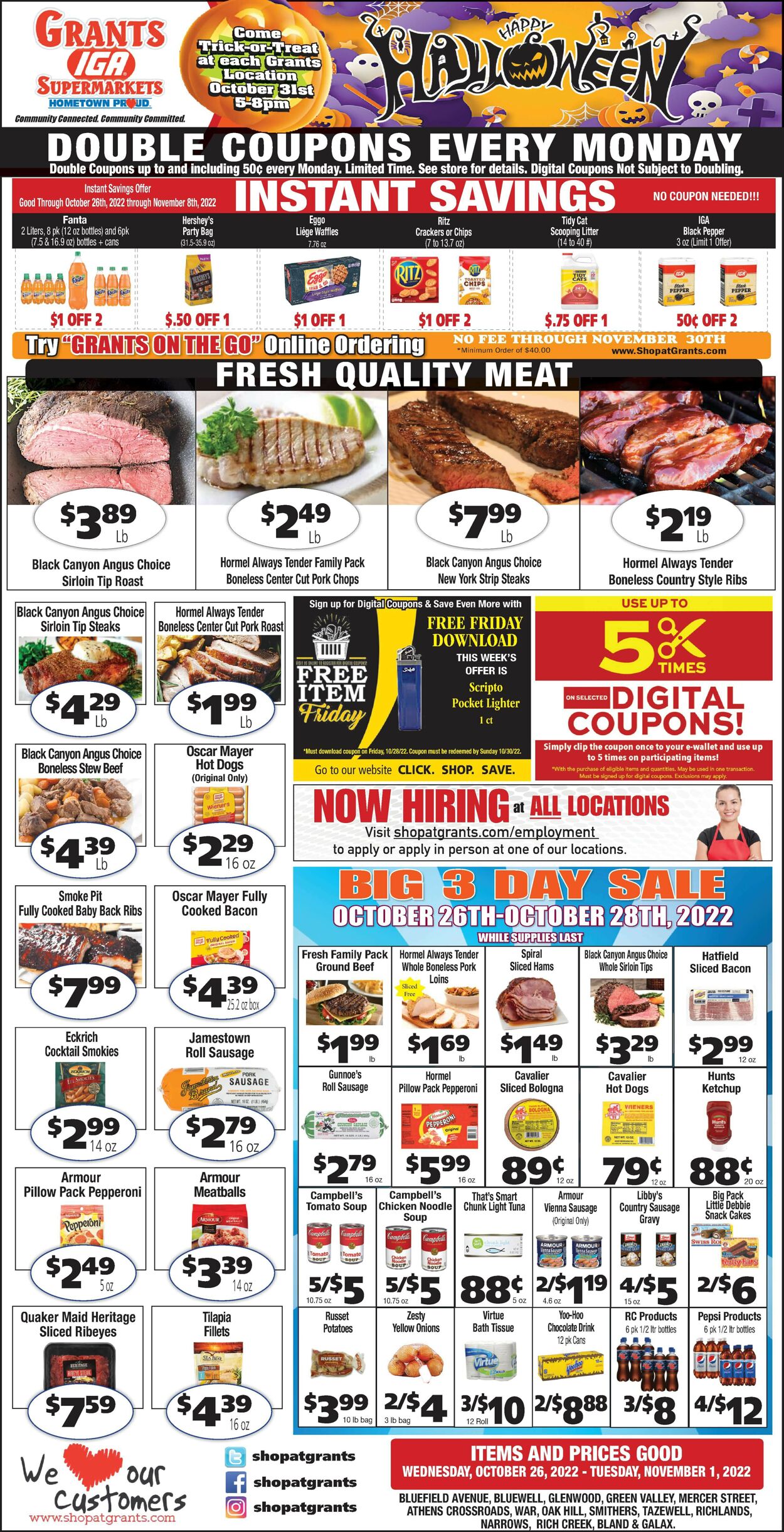 Grant's Supermarket Ad from 10/26/2022
