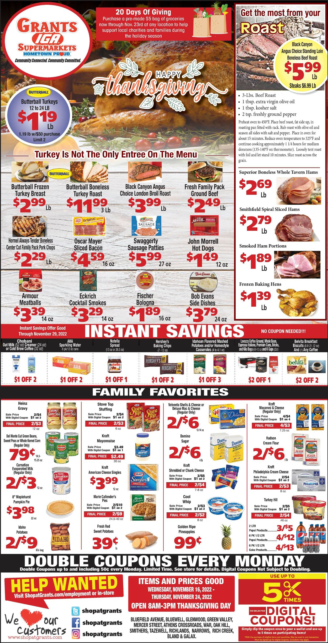 Grant's Supermarket Ad from 11/16/2022