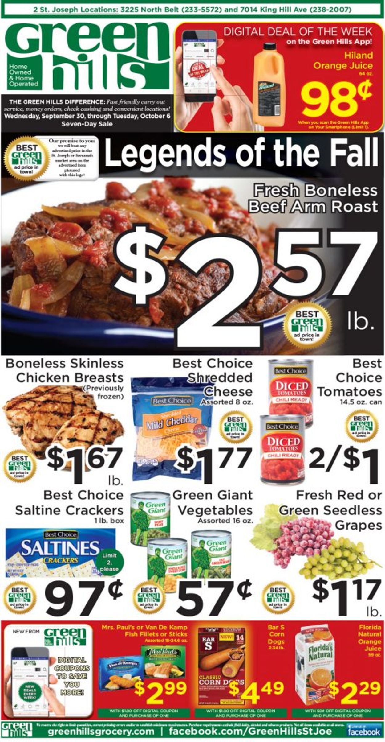 Green Hills Grocery Ad from 09/30/2020