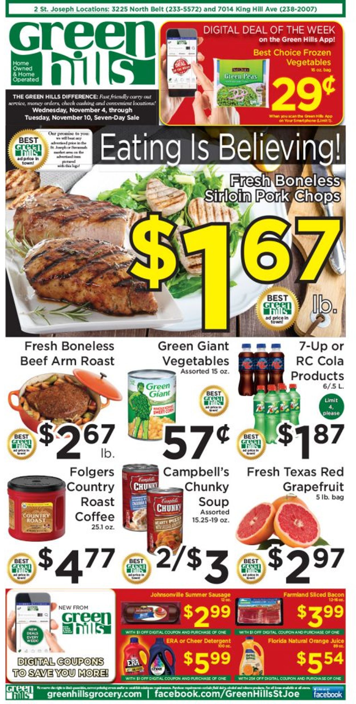 Green Hills Grocery Ad from 11/04/2020