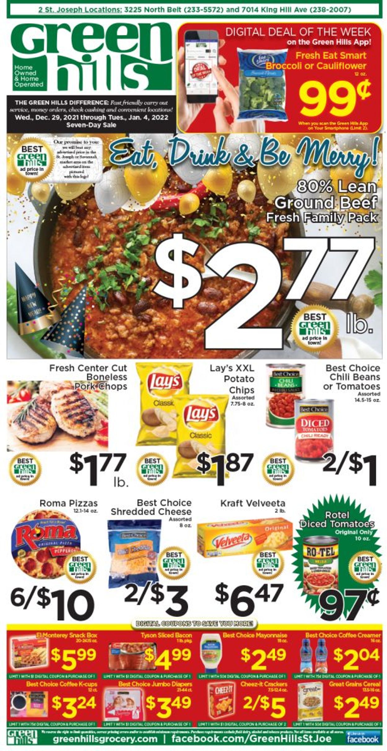 Green Hills Grocery Ad from 12/29/2021