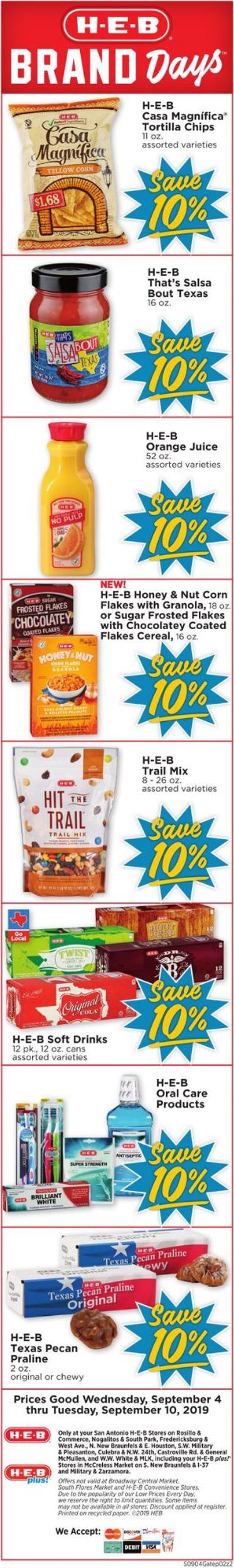 H-E-B Ad from 09/04/2019