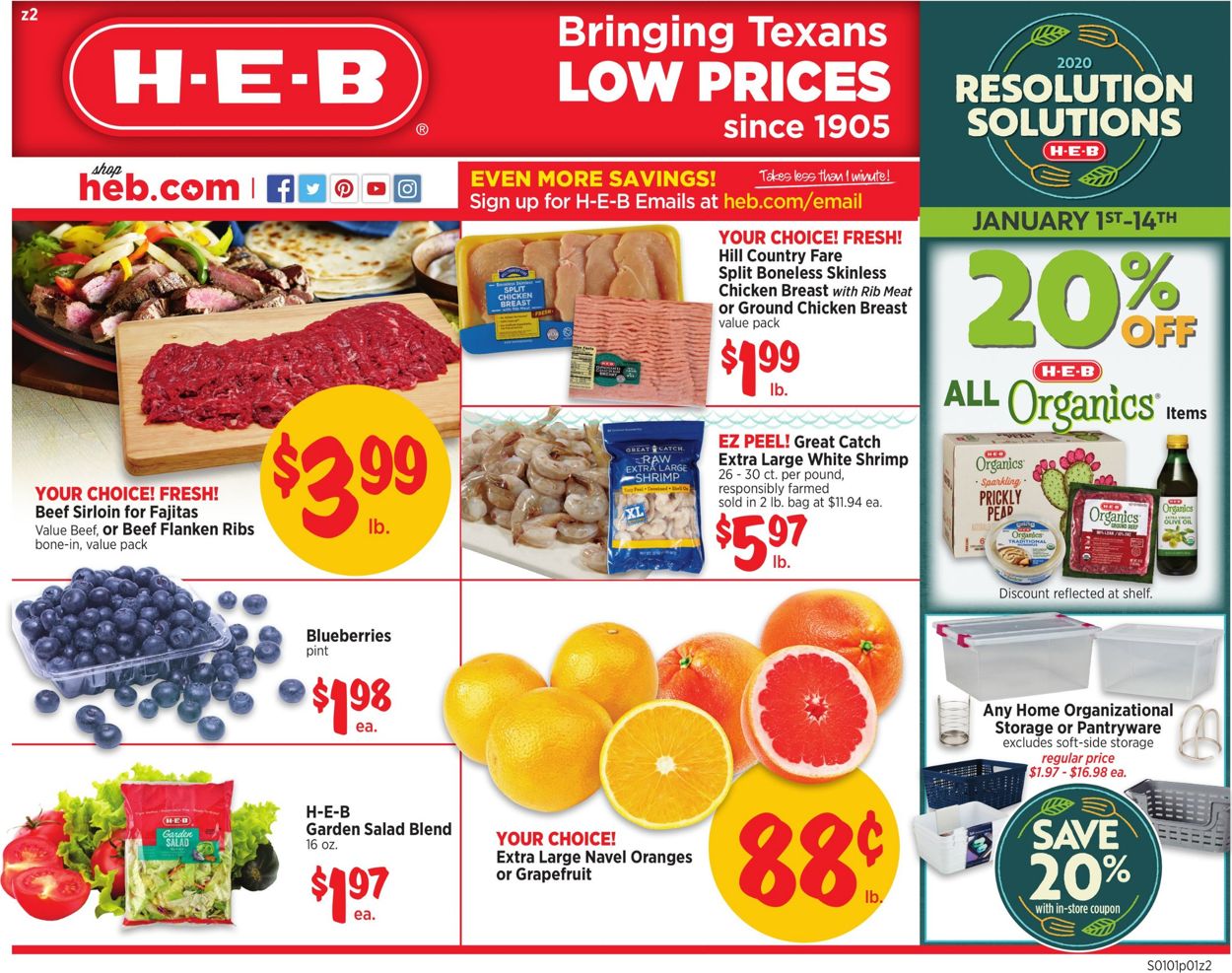 H-E-B Ad from 01/01/2020