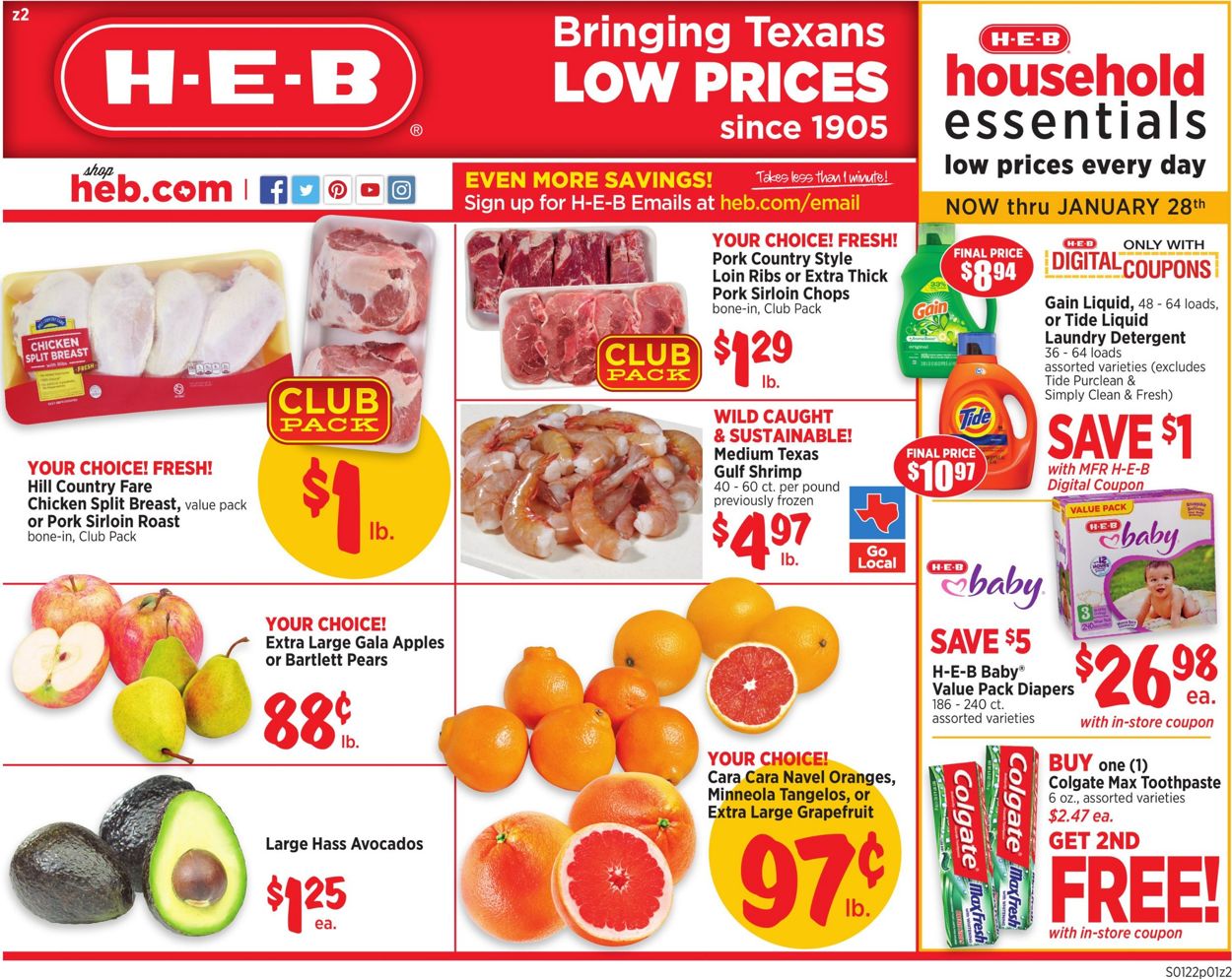 H-E-B Ad from 01/22/2020