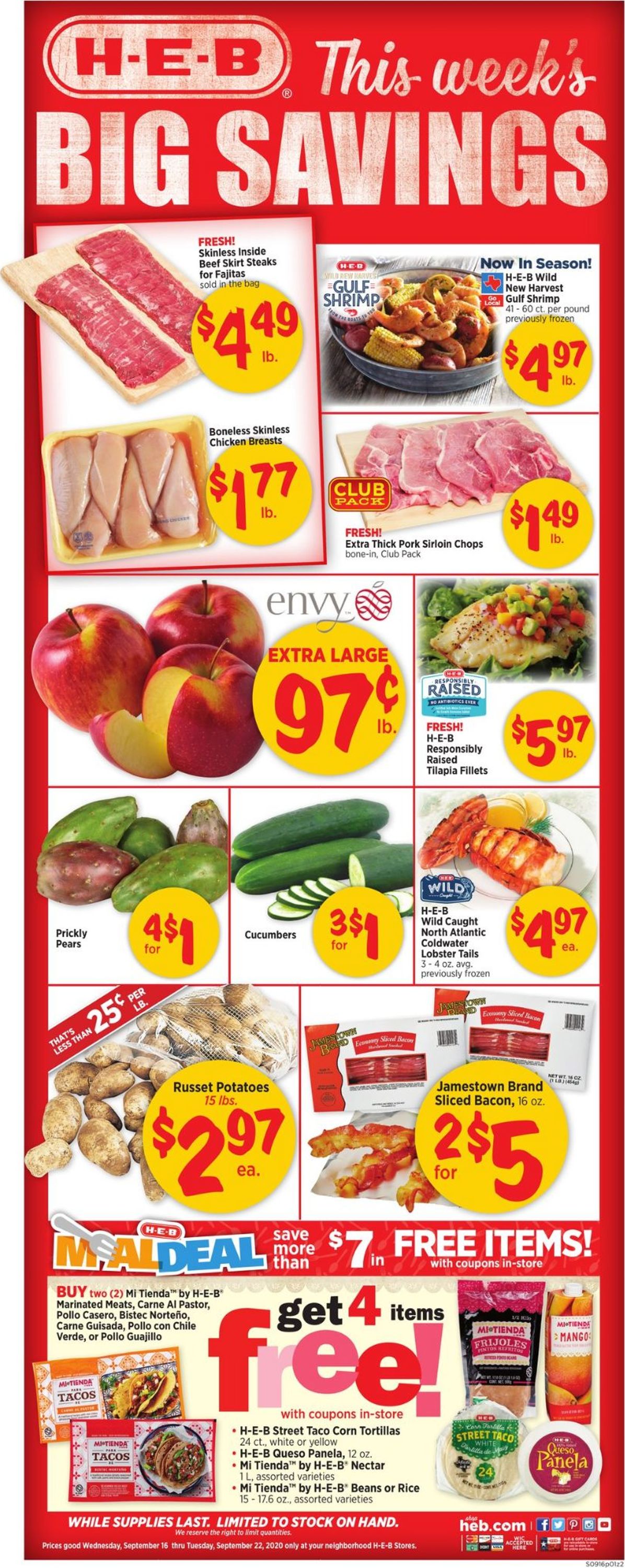 H-E-B Ad from 09/16/2020