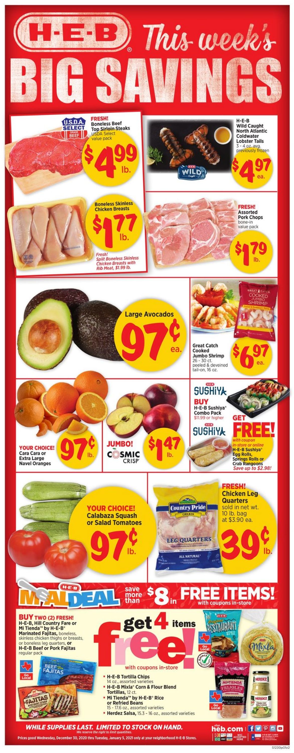 H-E-B Ad from 12/30/2020