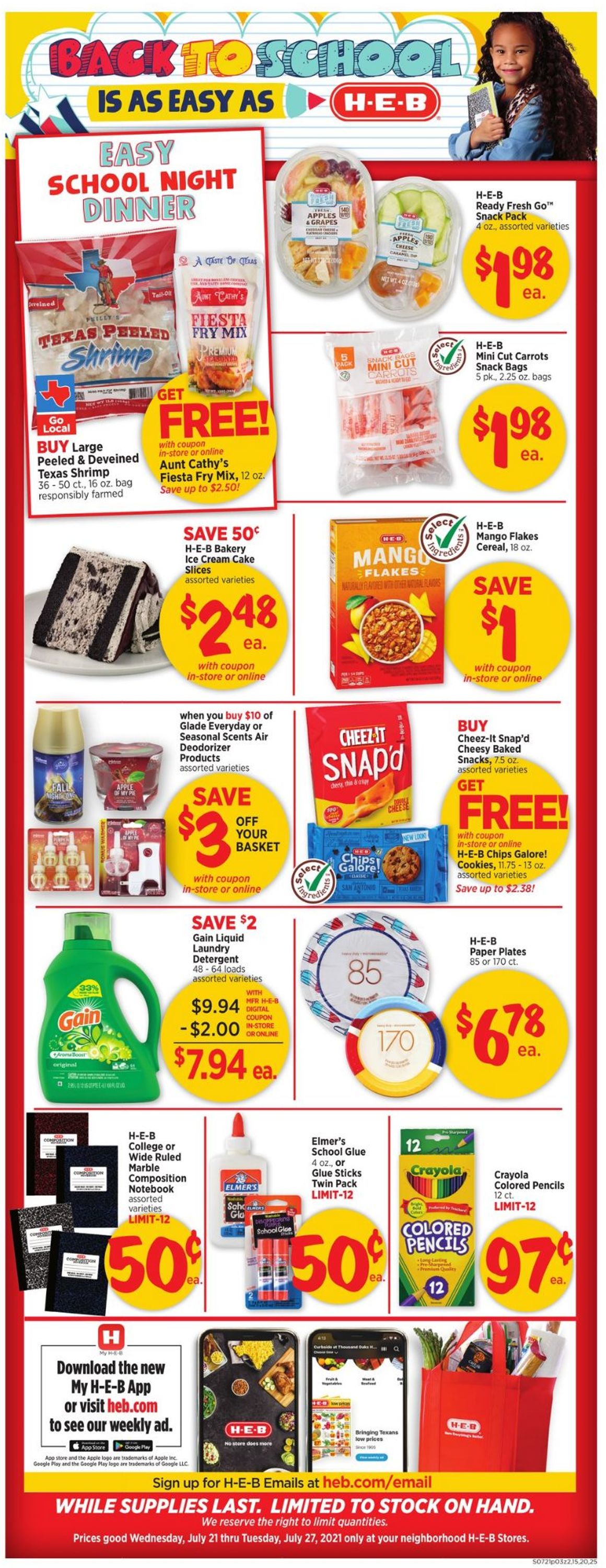 H-E-B Ad from 07/21/2021