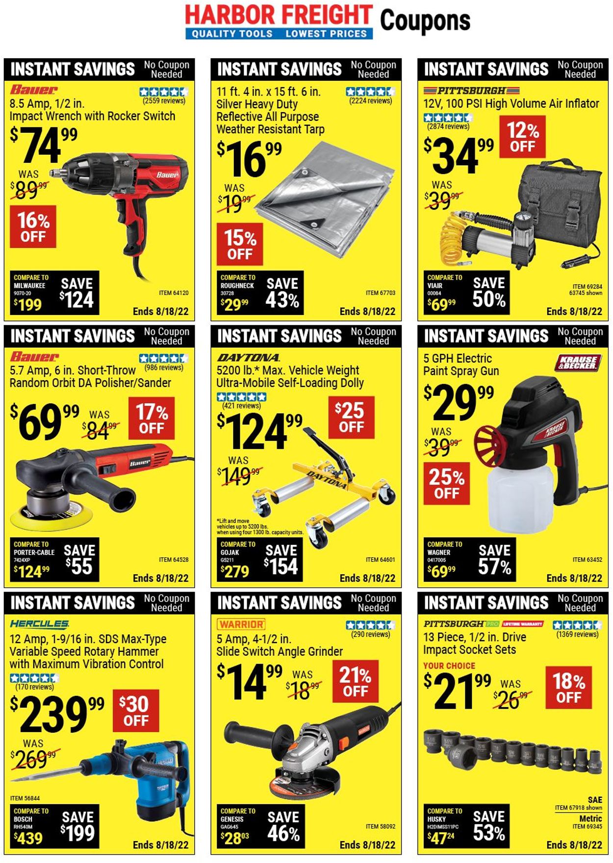 Harbor Freight Ad from 08/17/2022