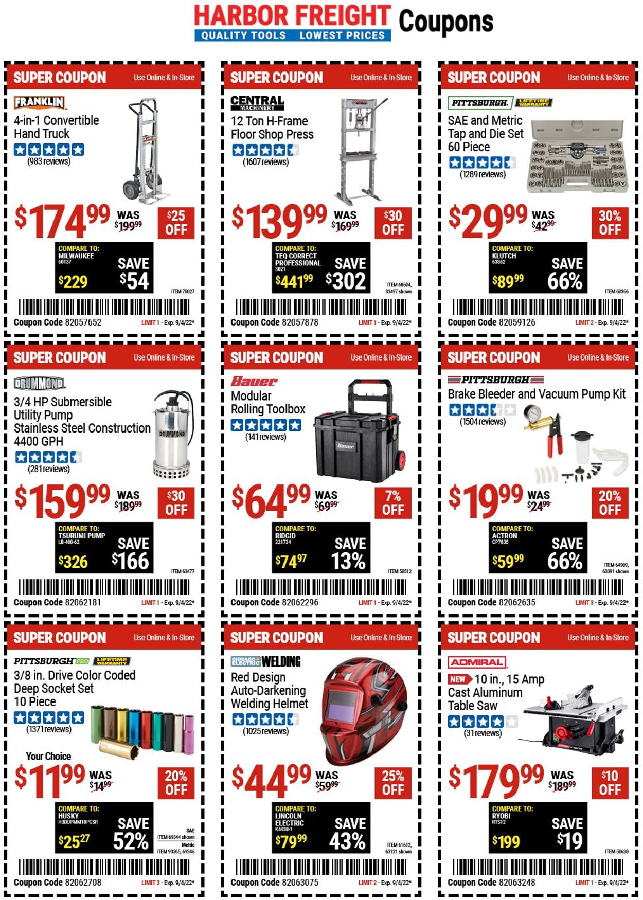 Harbor Freight Ad from 08/24/2022