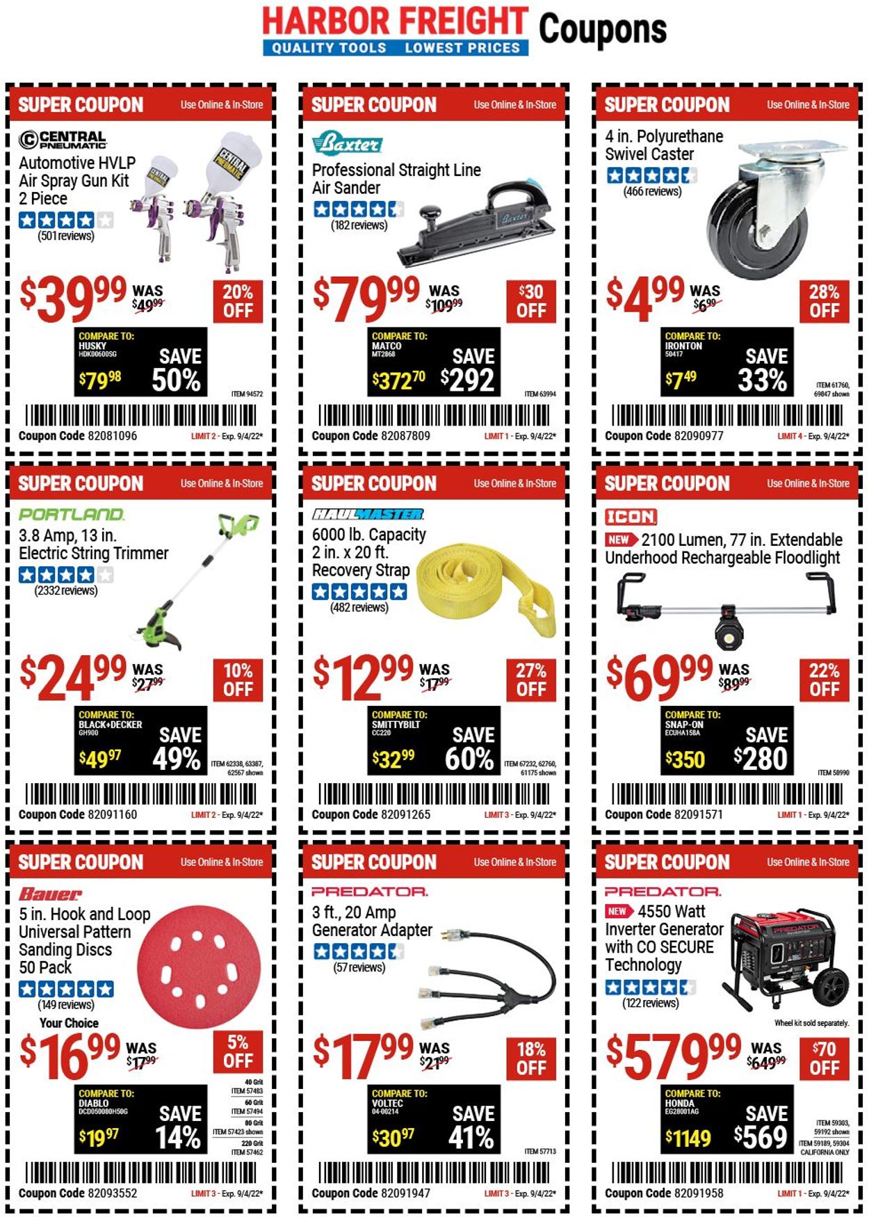 Harbor Freight Ad from 08/24/2022