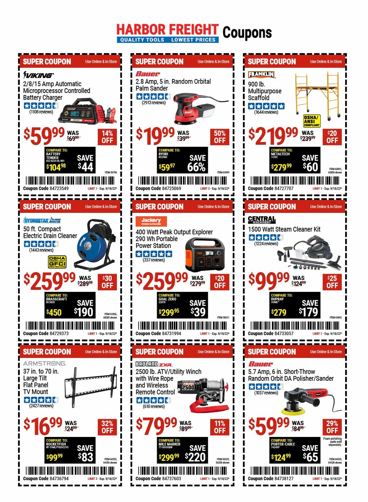 Harbor Freight Ad from 09/08/2022