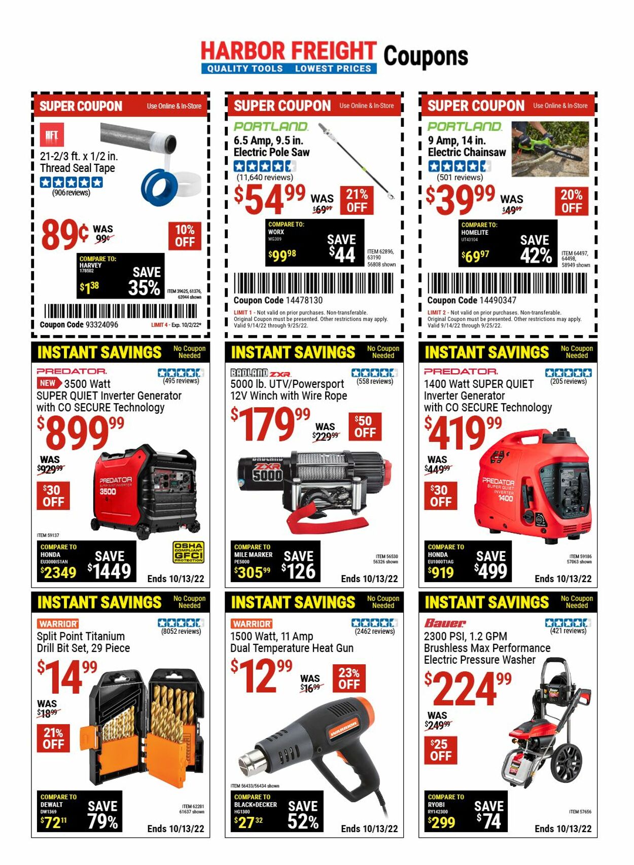 Harbor Freight Ad from 09/21/2022