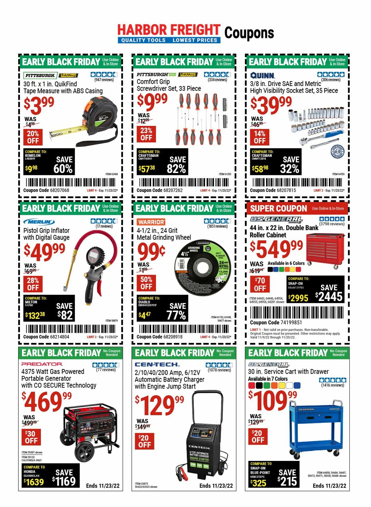 Harbor Freight Ad from 11/17/2022