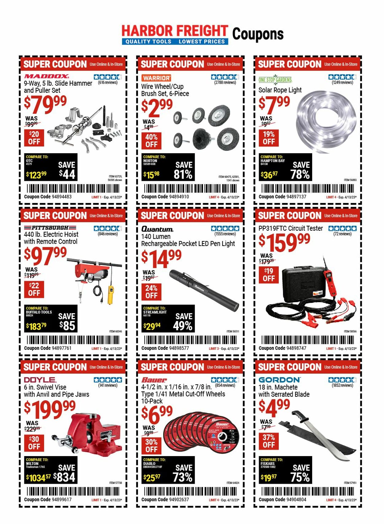 Harbor Freight Ad from 04/13/2023
