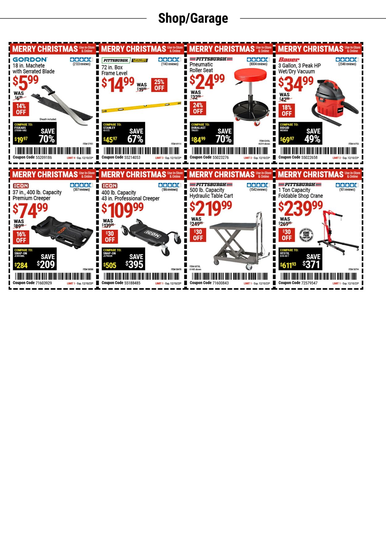 Harbor Freight Ad from 12/05/2023