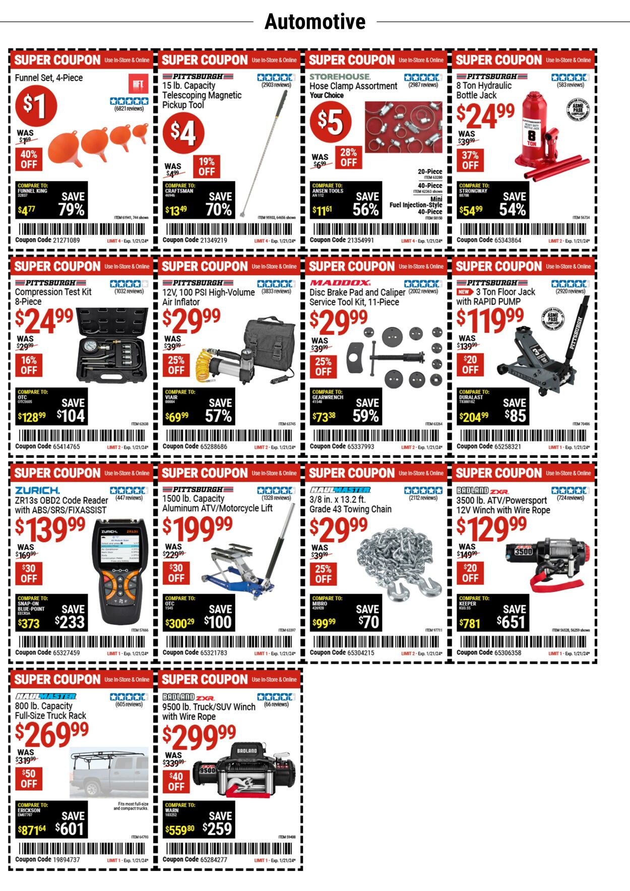 Harbor Freight Ad from 01/08/2024