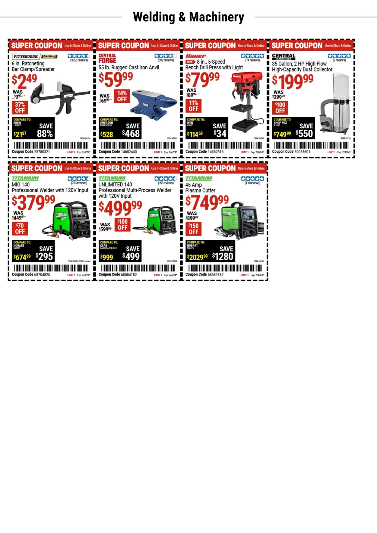Harbor Freight Ad from 01/22/2024