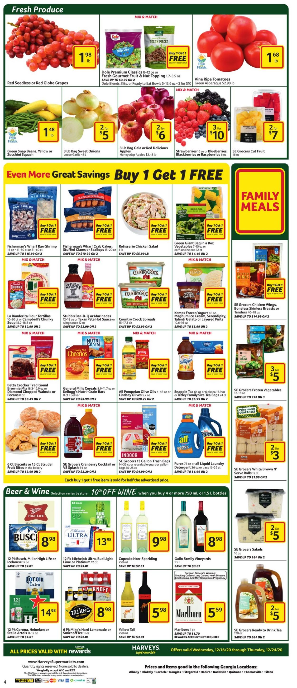 Harveys Supermarket Ad from 12/16/2020
