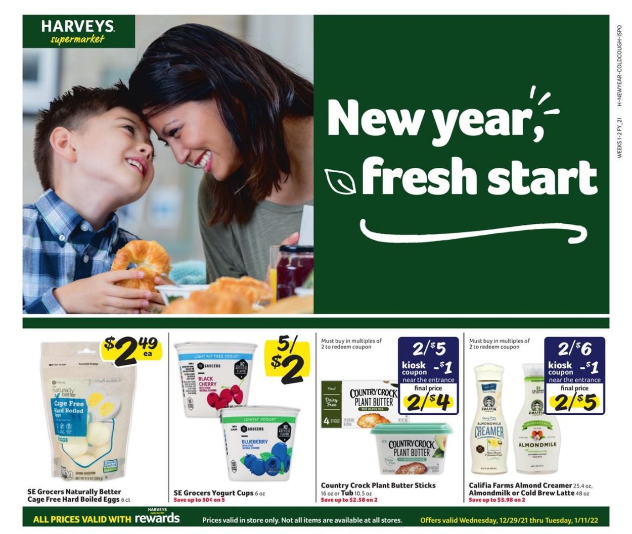 Harveys Supermarket Ad from 12/29/2021
