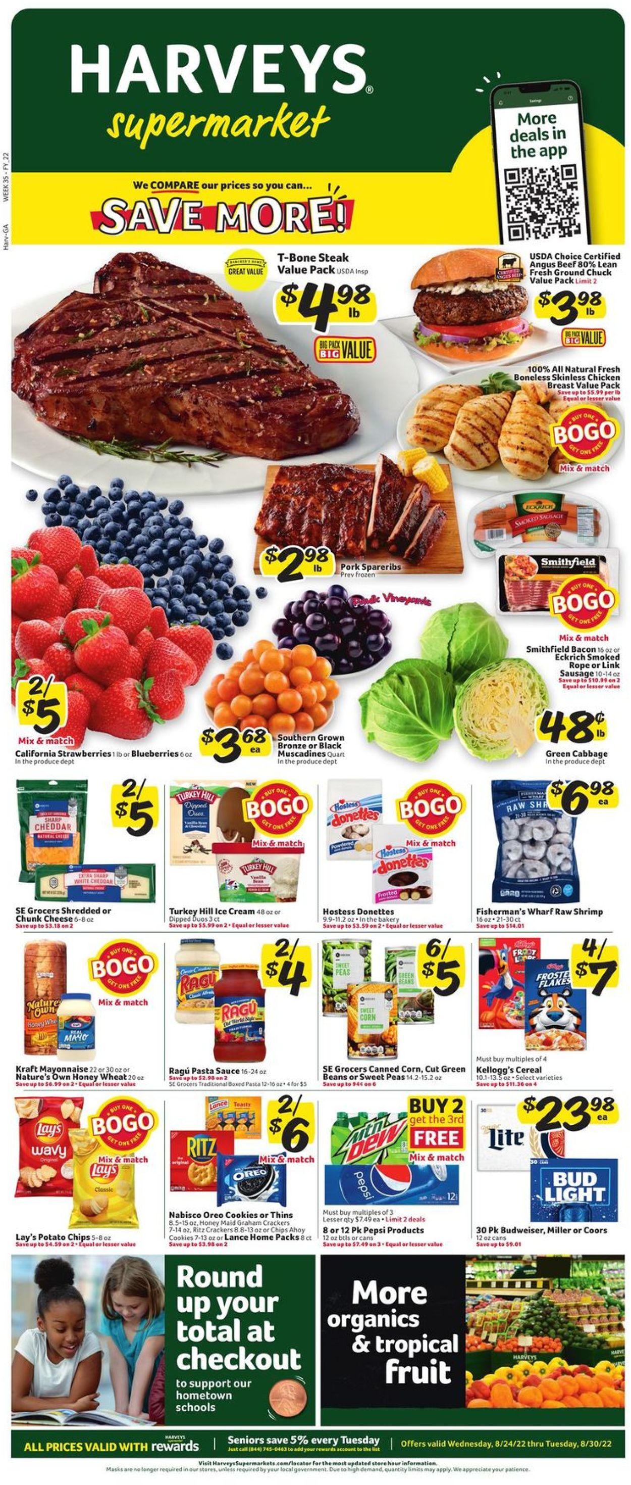 Harveys Supermarket Ad from 08/24/2022