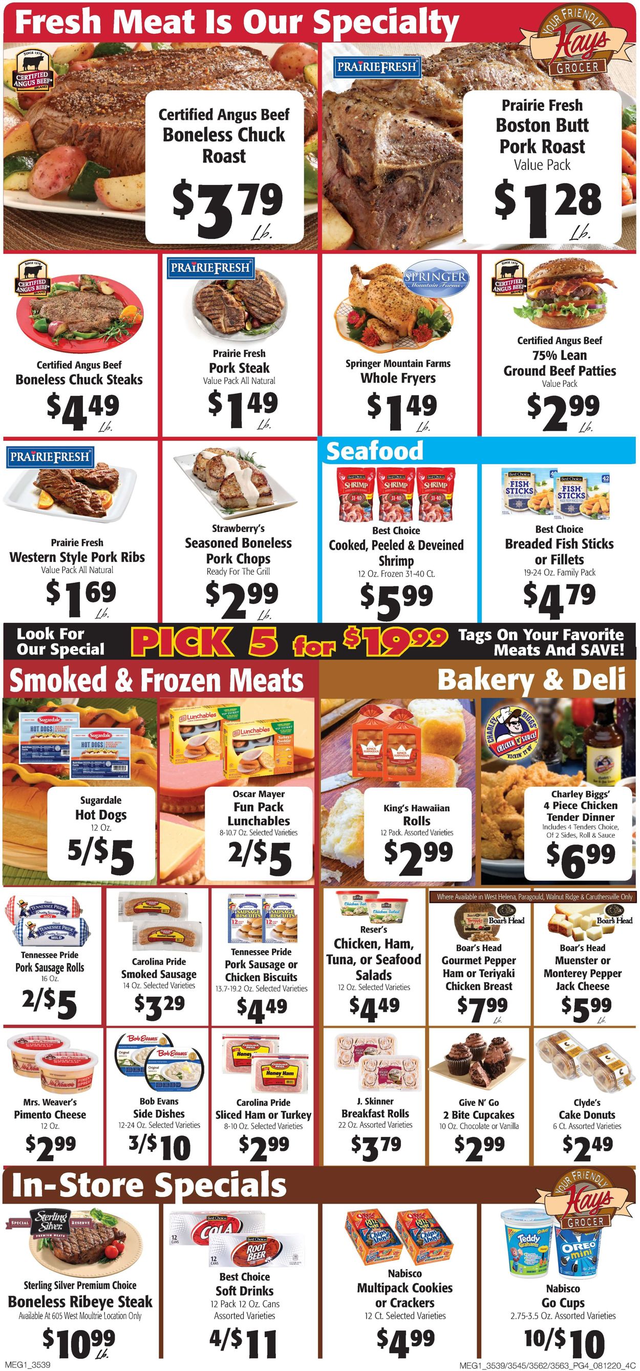 Hays Supermarket Ad from 08/12/2020