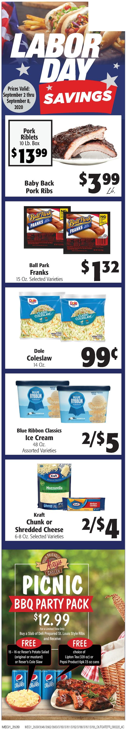 Hays Supermarket Ad from 09/02/2020