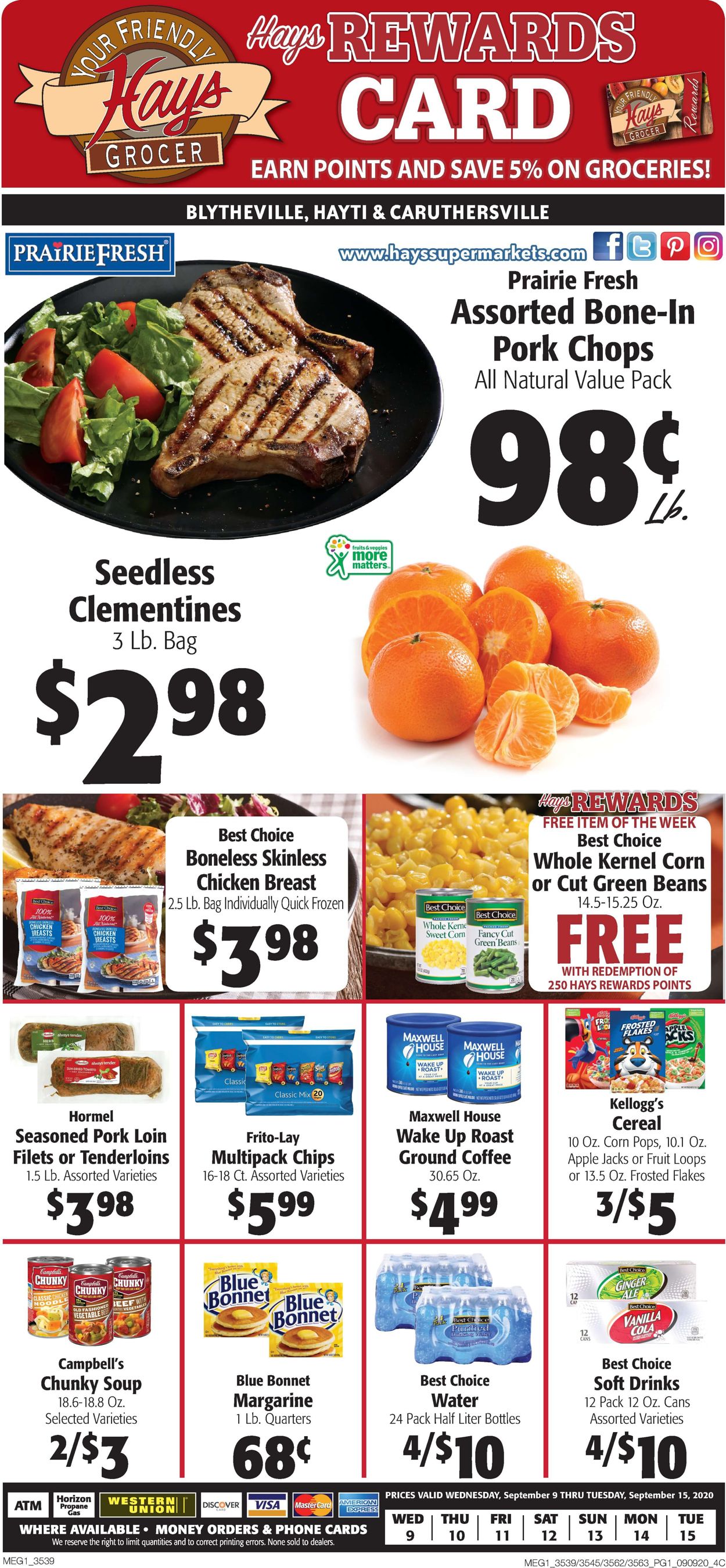 Hays Supermarket Ad from 09/09/2020
