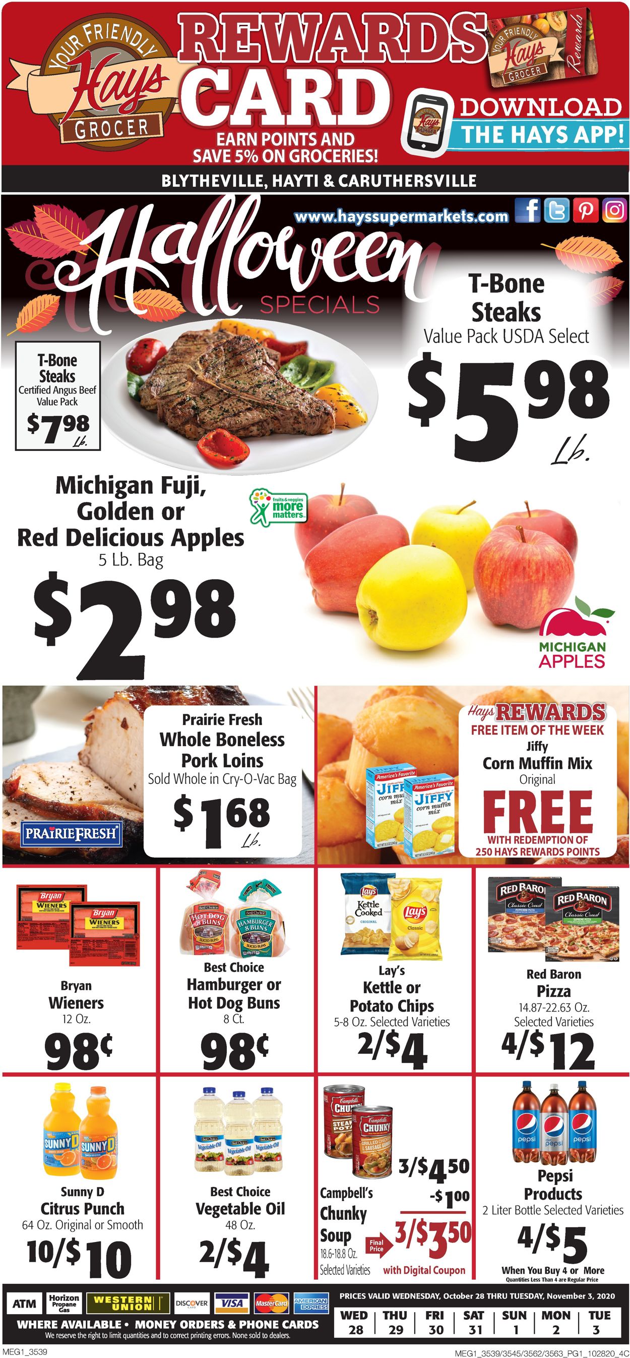 Hays Supermarket Ad from 10/28/2020