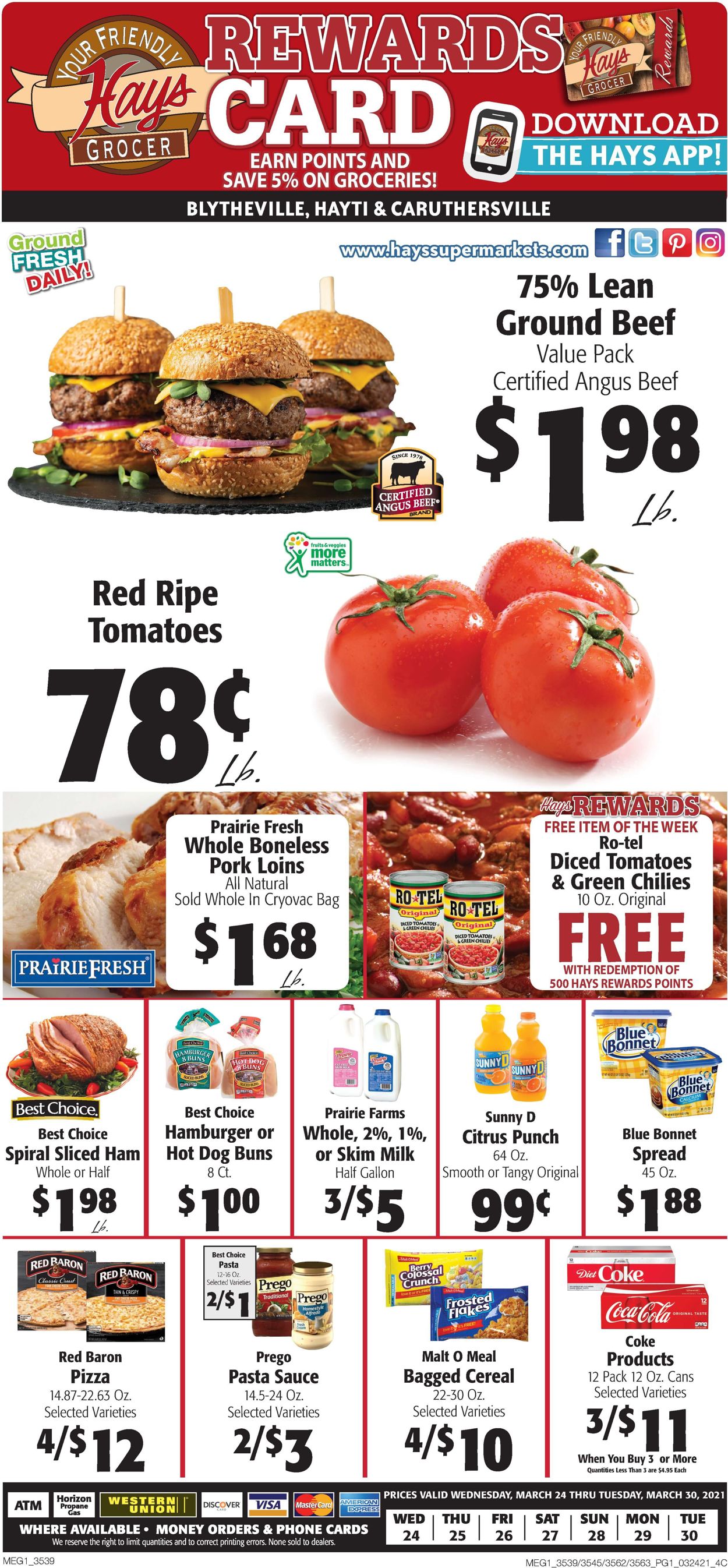 Hays Supermarket Ad from 03/24/2021