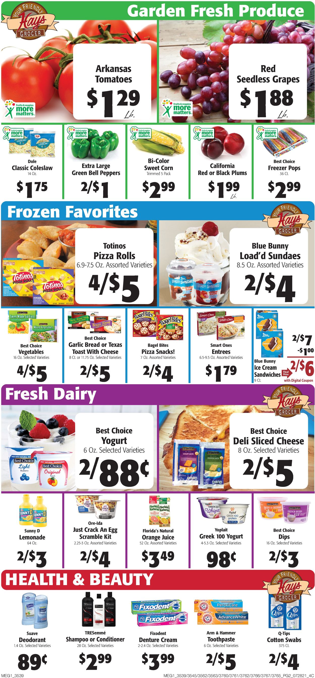 Hays Supermarket Ad from 07/28/2021