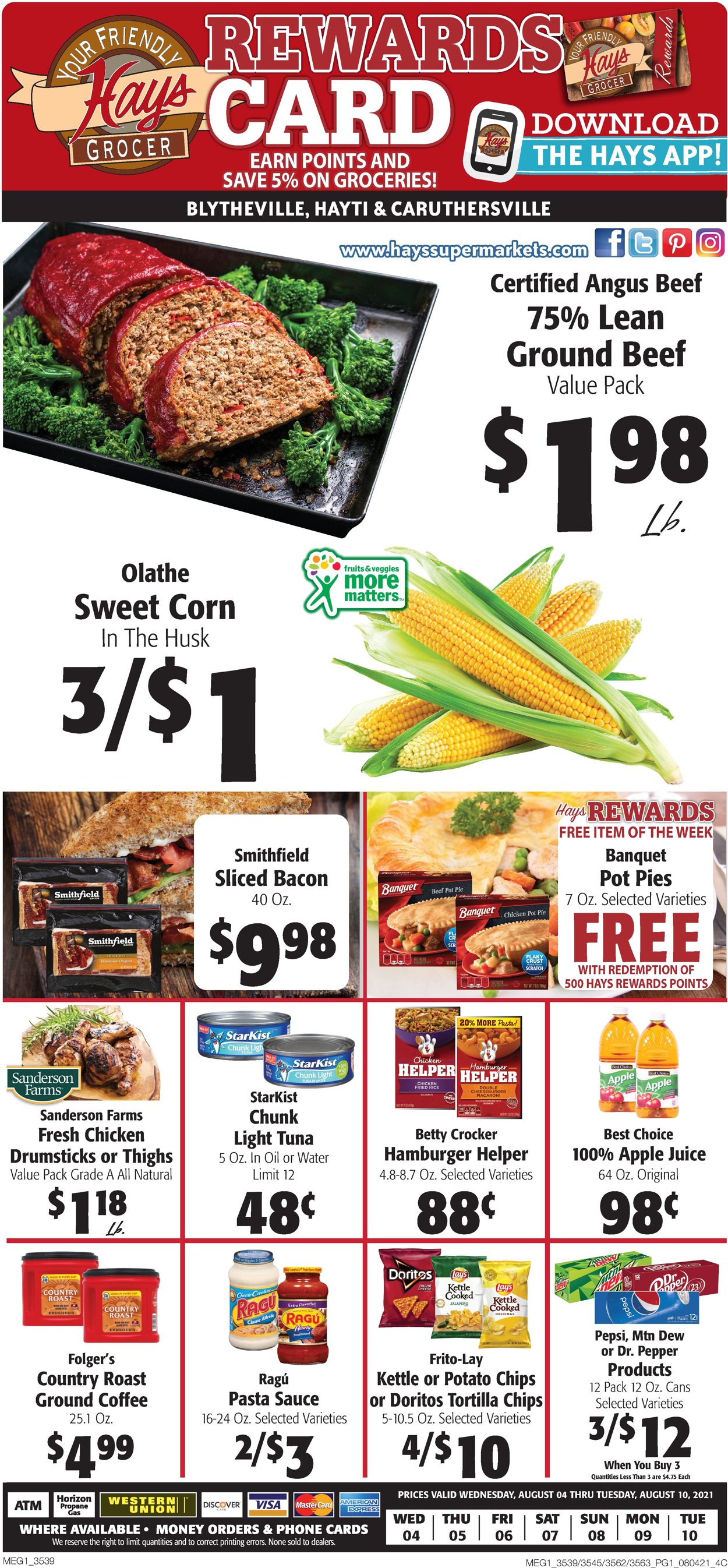 Hays Supermarket Ad from 08/04/2021