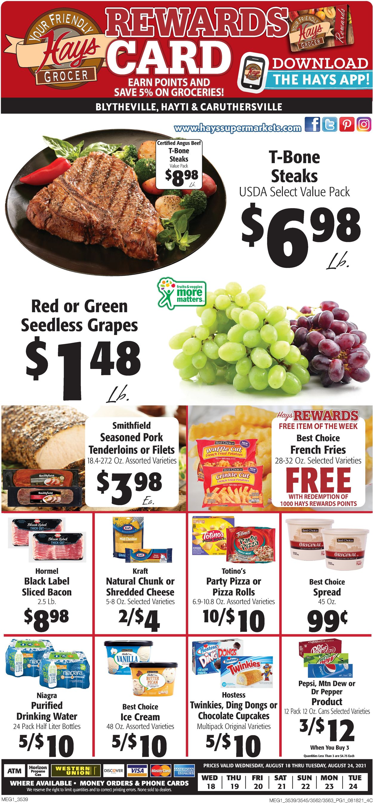 Hays Supermarket Ad from 08/18/2021