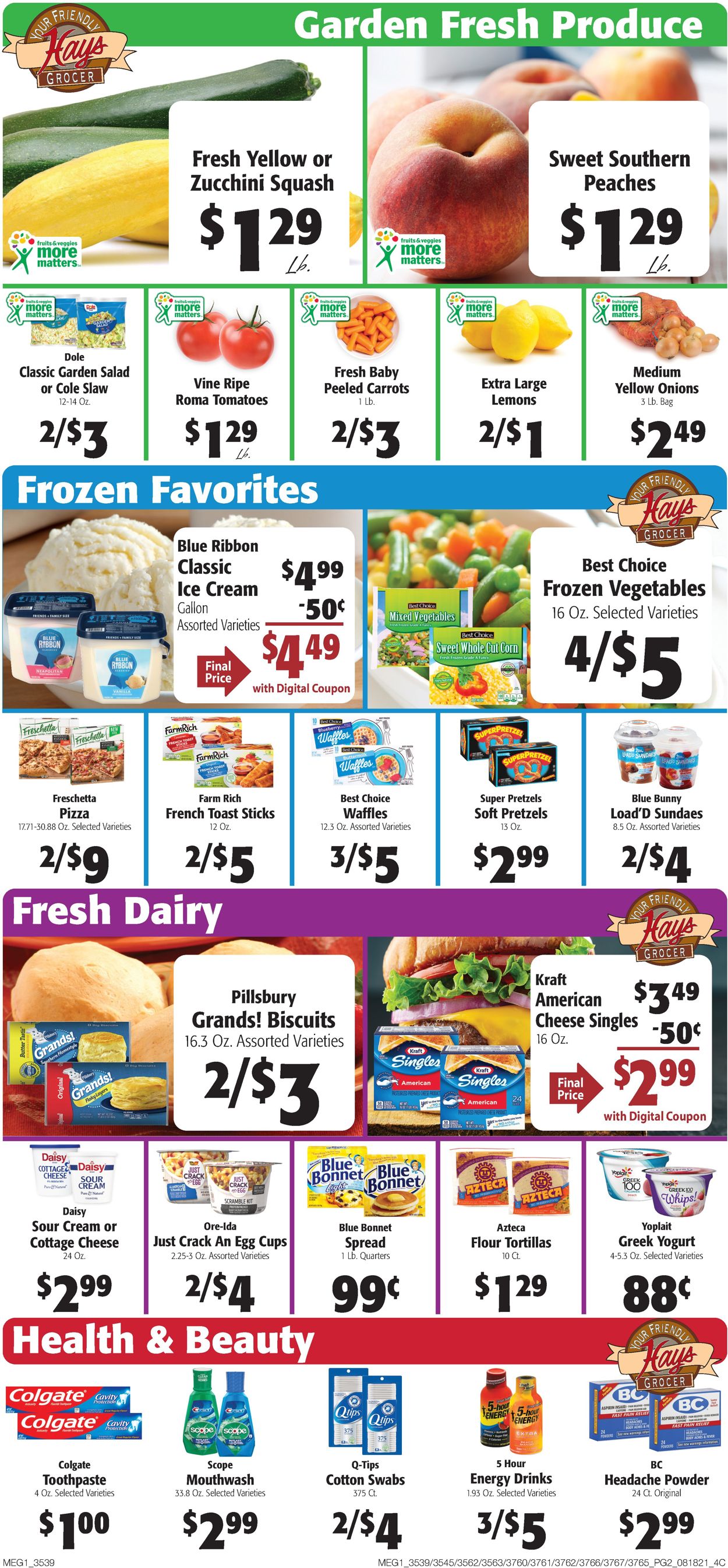 Hays Supermarket Ad from 08/18/2021