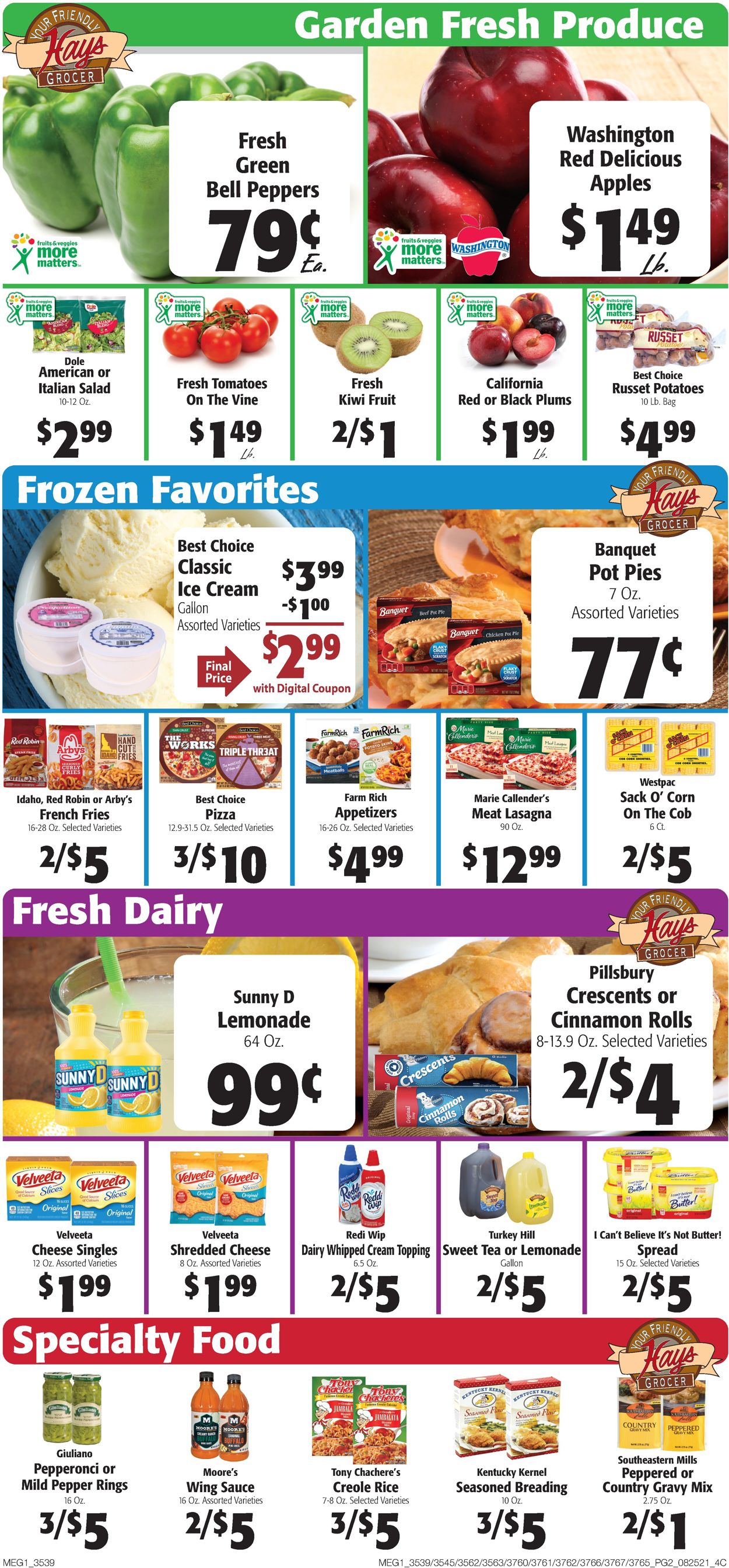 Hays Supermarket Ad from 08/25/2021