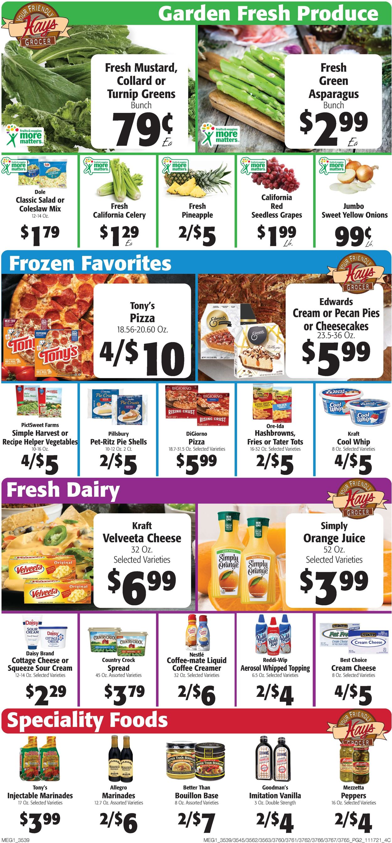 Hays Supermarket Ad from 11/17/2021