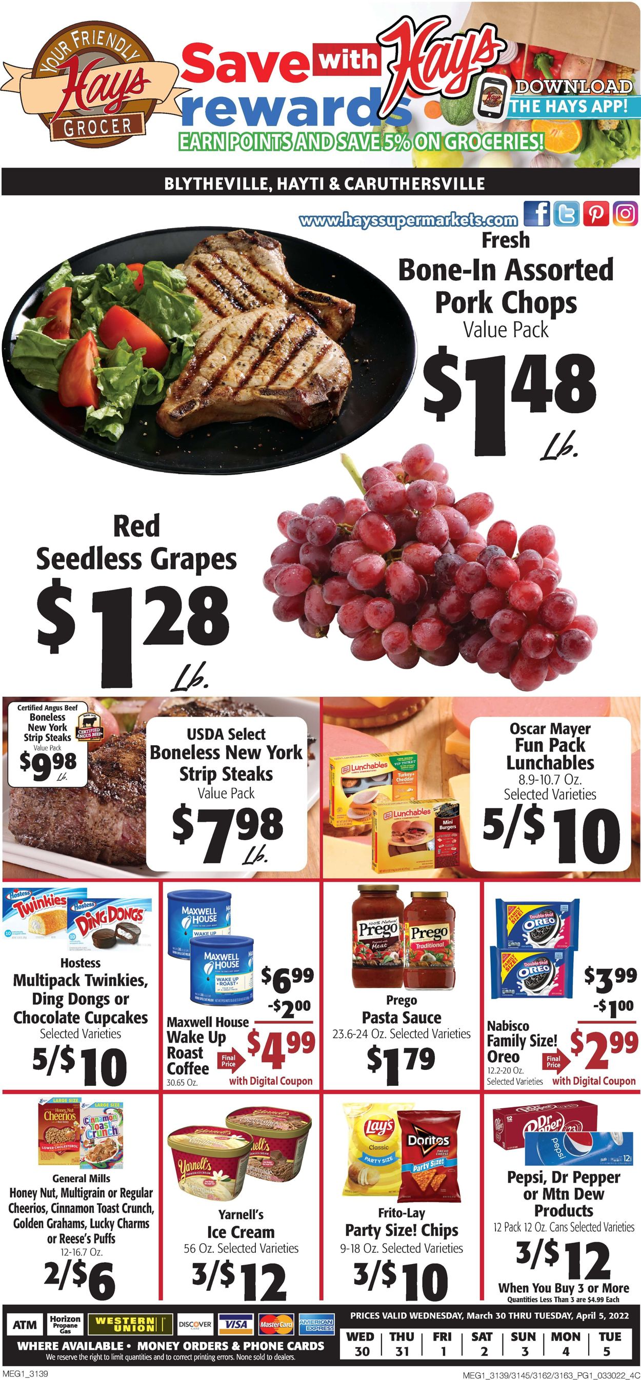 Hays Supermarket Ad from 03/30/2022