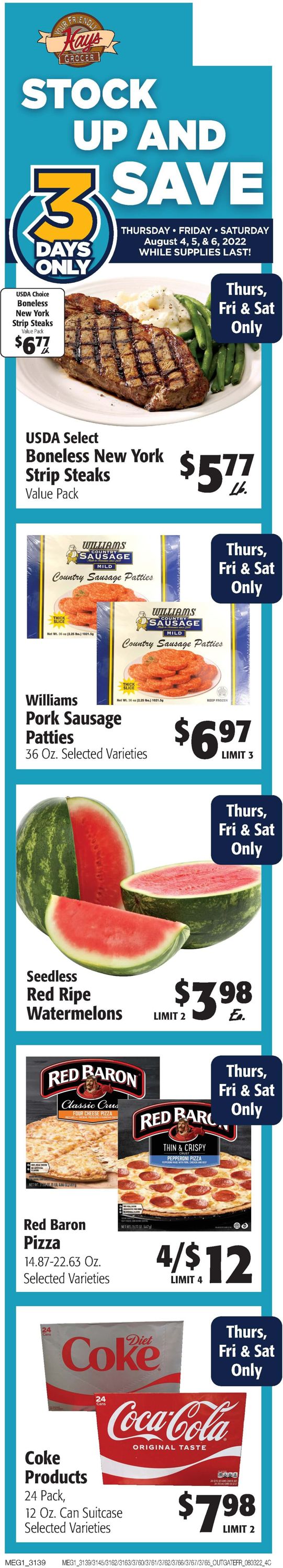 Hays Supermarket Ad from 08/03/2022