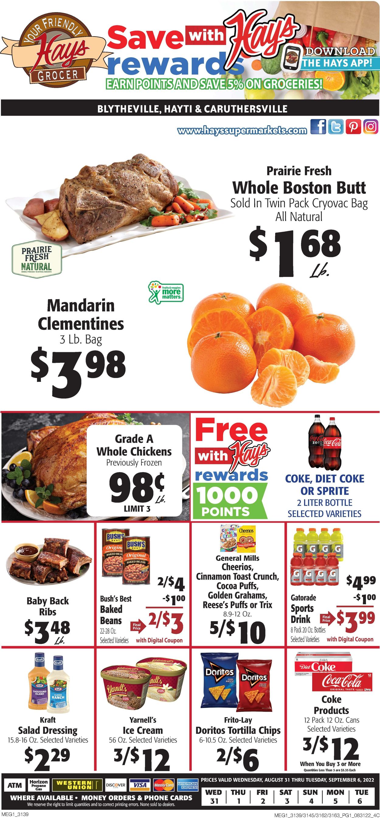 Hays Supermarket Ad from 08/31/2022